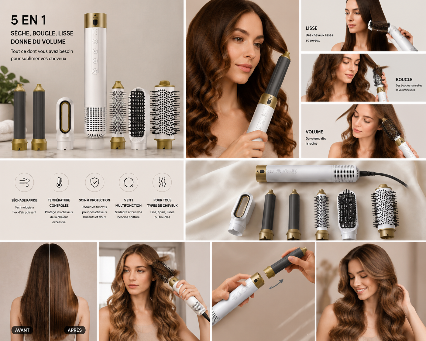 AirStyler Pro 5-en-1 – Sèche, Boucle & Lisse Vos Cheveux