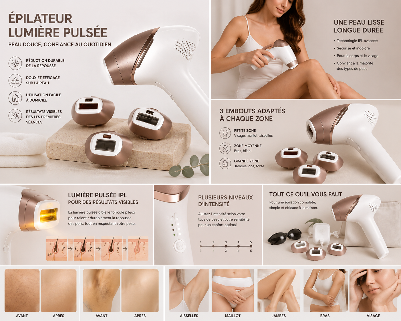 Épilateur Lumière Pulsée IPL Pro – Peau Douce Longue Durée