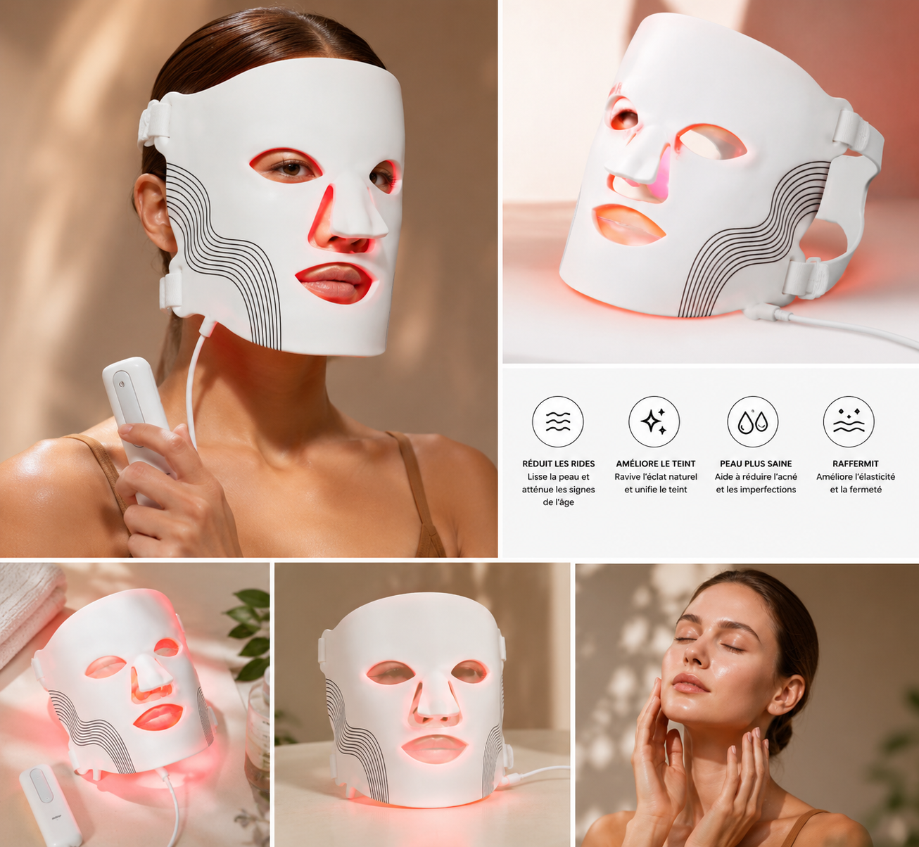 Masque LED Régénérant – Thérapie Lumineuse Visage WHITE